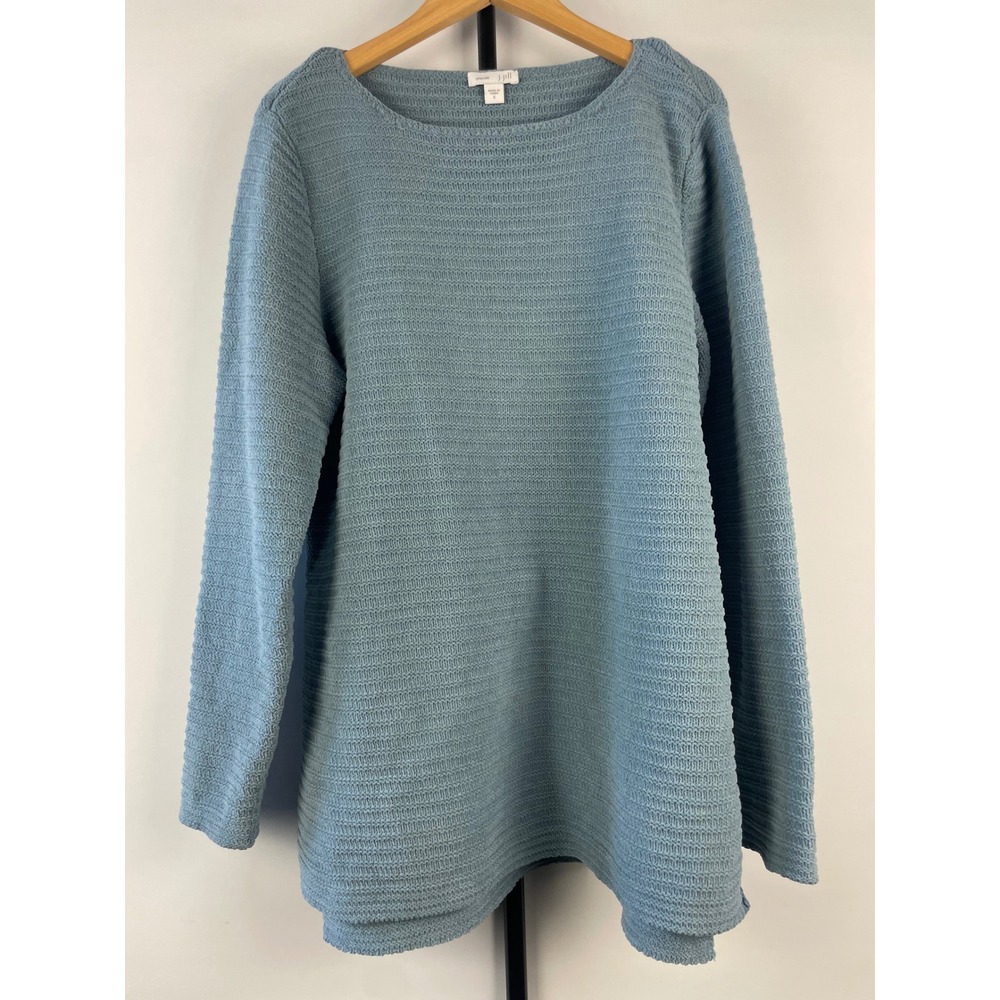 J. Jill Blue Chenille Textured Knit Long Sleeve Pullover Sweater Womens Small